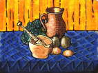 mortar and terracotta jug